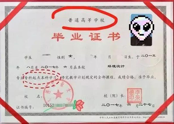 普通專升本的畢業證書