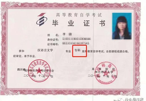 自考上海財經大學本科畢業證書模板
