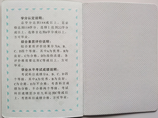 武威市2008年高中畢業證內頁