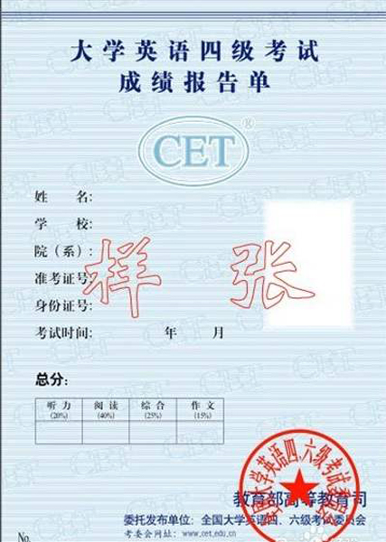 大學(xué)本科英語四級成績單（大學(xué)英語四六級考試成績發(fā)布與成績報告單）