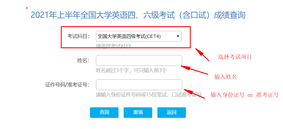 英語四級考試成績查詢