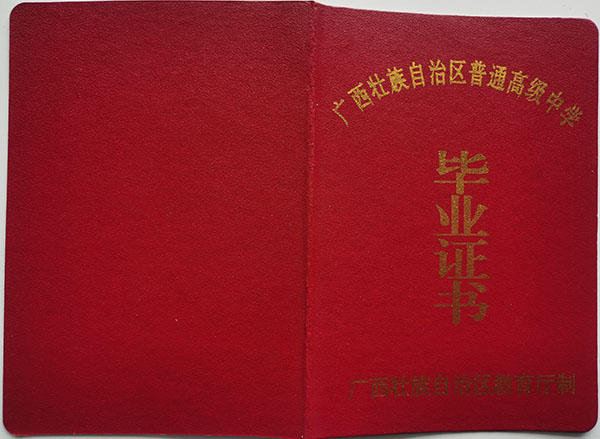 賓陽縣開智中學(xué)2009年高中畢業(yè)證封皮