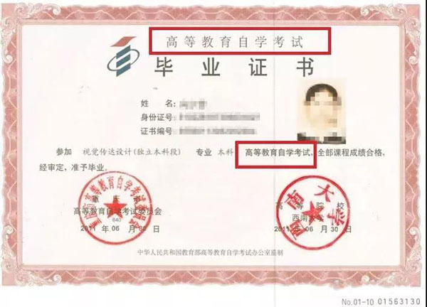 自學(xué)考試、成人高考、網(wǎng)絡(luò)教育、開放大學(xué)畢業(yè)證書樣本